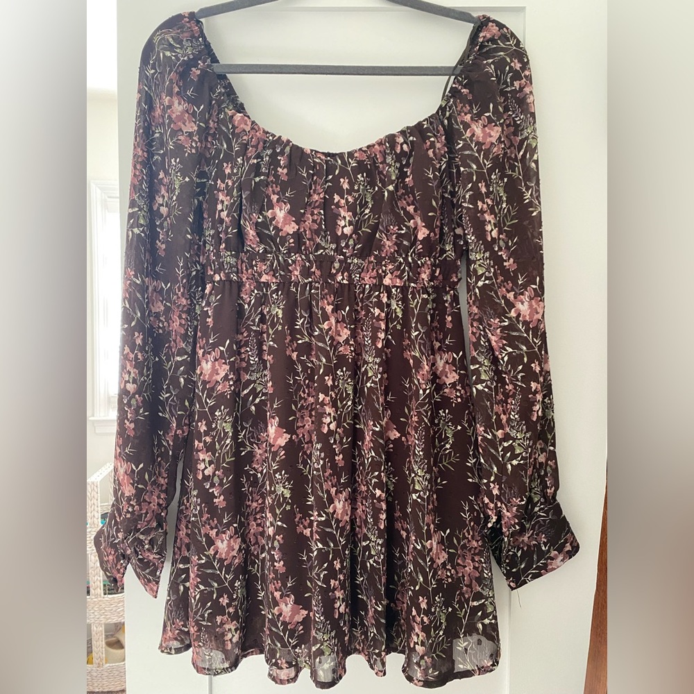 Purple long sleeve dress floral